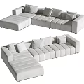 Modern Light Gray Fabric Sectional Sofa With Plush Cushions And Armrests 3d model