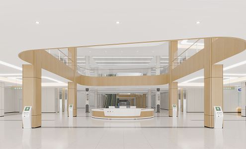 Modern Hospital Hall Large Lobby 3d model