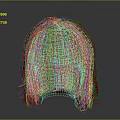 Vibrant Red Hair Wig On Head Model With Short Straight Fringe And Smooth Texture