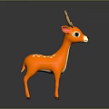 Cute Orange 3D Cartoon Deer Character With White Spots Antlers And Large Eyes