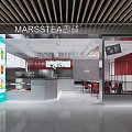 MARSSTEA Milk Tea Shop Interior Design With Red Walls Counter Seating And Drinks