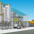 Industrial Equipment Facility With Large Storage Tanks Yellow Ladders And Concrete Mixer Truck