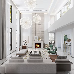 Modern Duplex Living Room Villa 3d model