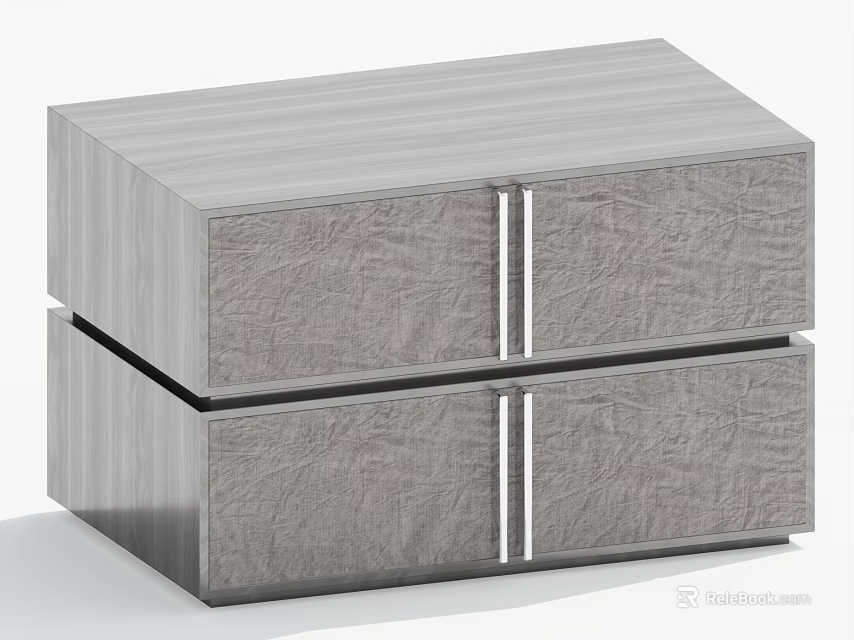 Modern Nightstand with Two Textured Drawers and Sleek Wooden Finish for Bedroom Furniture 3d model 