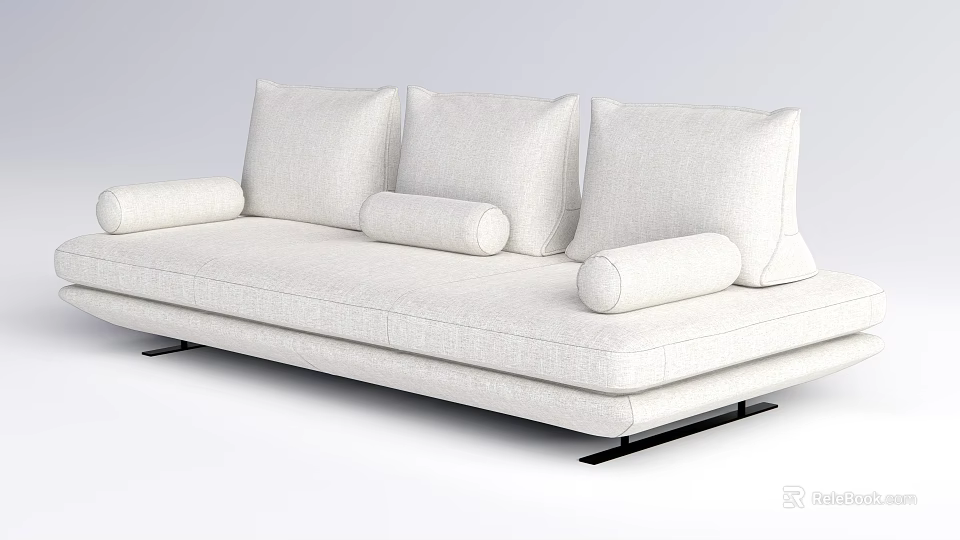 Modern Light Colored Fabric Sectional Sofa With Comfortable Cushions And Armrests 3d model
