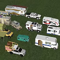 Assorted Toy Cars Including RVs Trucks And Various Colored Models On Grass