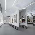 Modern Art Gallery Interior Design With Spacious Display Areas Paintings And Staircase