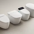 Four Modern White Smart Toilets With Digital Display And Sleek Design Features