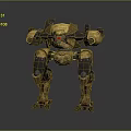 Detailed Yellow Brown Humanoid Mech Warrior With Red Eye Standing Pose 3d model