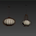 Various Shaped Modern Pendant Lights With Metal Frames And Warm Fabric Shades