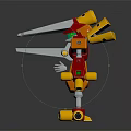 Colorful Robot Character Featuring Mechanical Arms Legs And Yellow Red Parts