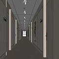 Elegant Modern Hotel Corridor With Long Walls Decorative Paintings And Polished Floor