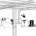 Professional Projection Monitoring System With Security Cameras And Projector Equipment Setup