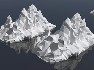 Low Poly Iceberg Design With Geometric Shapes And Dark Background Reflection 3d model