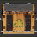 Yellow Recycling Bin For Household Use With Green Symbol And Metal Frame