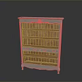 Classic Vintage Carved Bookshelf With White Frame Wooden Shelves And Drawers