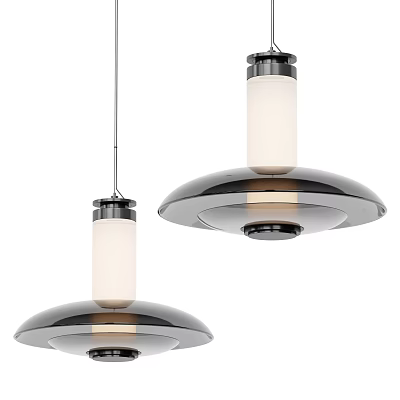 Modern Pendant Lights Featuring Metallic Bases And White Glass Shades For Interior Decor 3d model