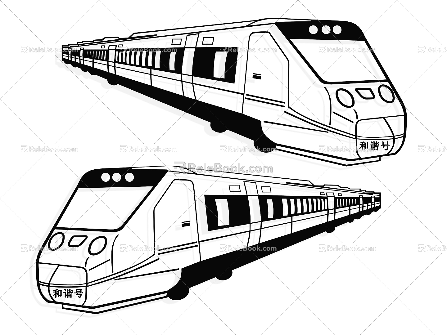 EMU train high-speed rail high-speed train bullet train rail speed harmony number EMU suspension maglev train passenger vehicle 3d model