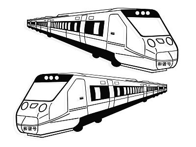 Black And White Harmony Trains Wall Decor Illustrations 3d model