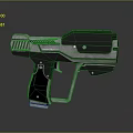 Futuristic Metallic Pistol With Black And Silver Sleek Design Ergonomic Grip And Advanced Tech Details