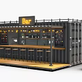 Outdoor Container Bar With Wooden Counter Stools Wine Bottles String Lights And Barrel Decor