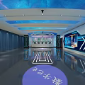 Hi tech Control Room With Blue Illuminated Lines Large Screen And Reflective Floor 3d model