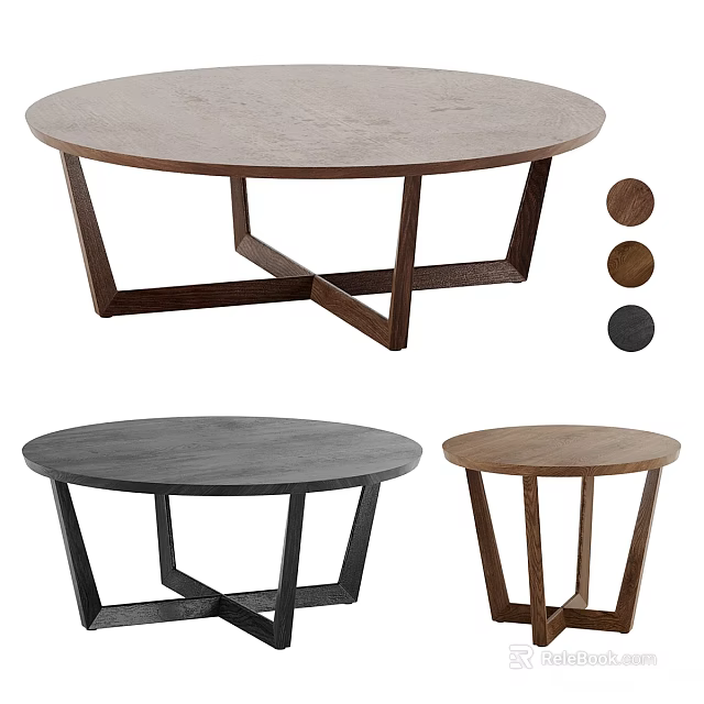 Modern Round Dining Table with Crossed Legs and Three Color Options 3d model