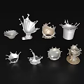 Decorative Ornament Set Featuring Silver Splash Design And Metallic Modern Decor Pieces 3d model