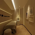Elegant Cream Tone Beauty And Hair Salon Reception Interior Design With Warm Wood Flooring Decor