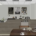 Modern Office Interior Design With Desk Chair Bookshelves Wall Art And Window View Decorations
