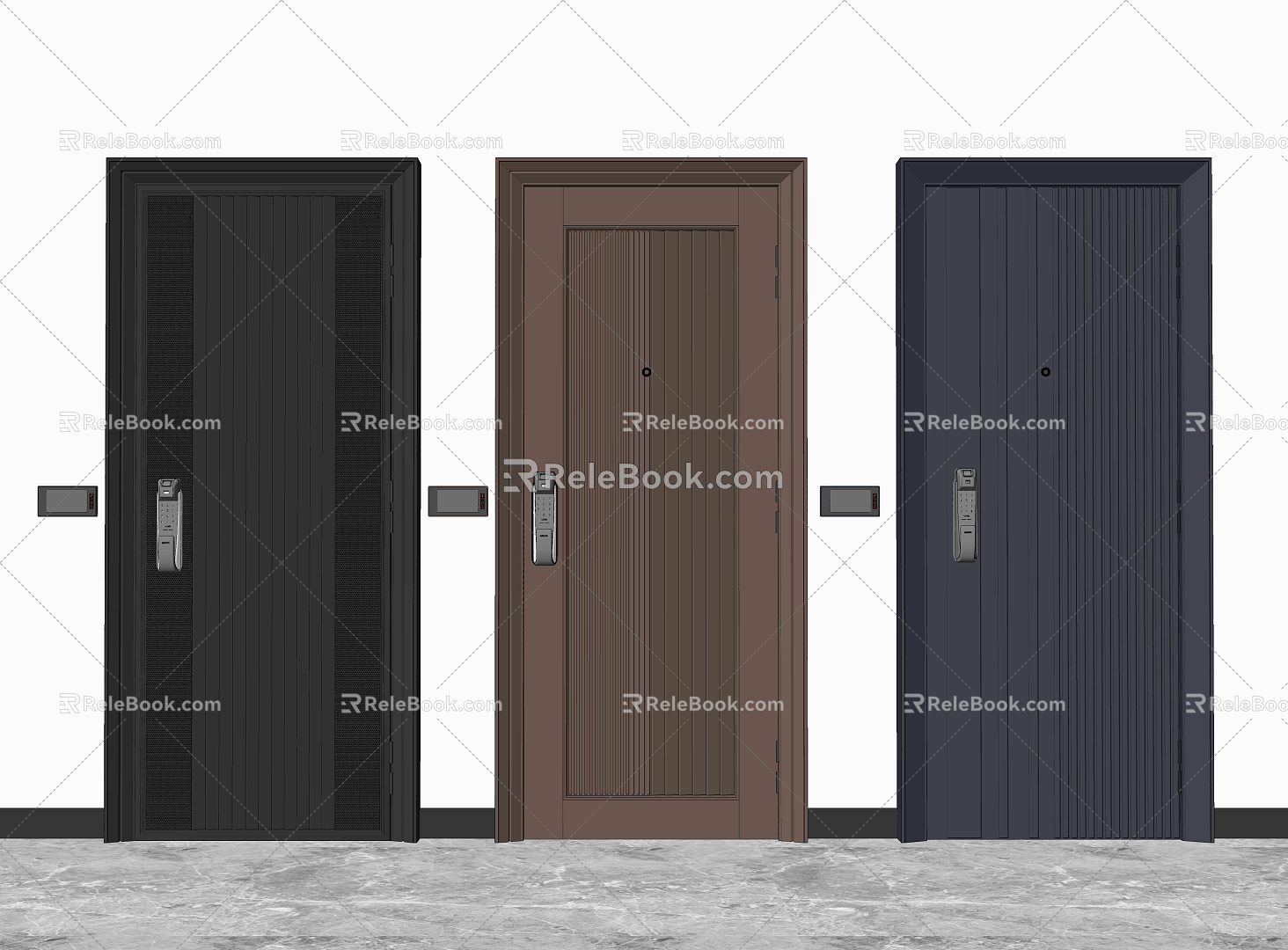 Modern password door entry door 3d model