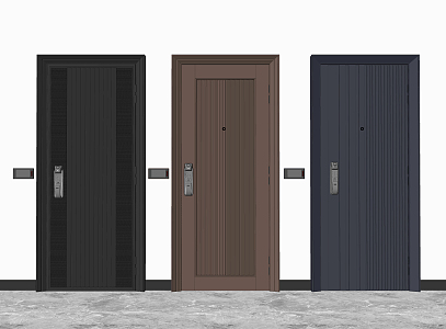 Modern password door entry door 3d model