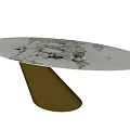 Elegant Oval Dining Table With Marble Top And Gold Conical Base Modern Design 3d model
