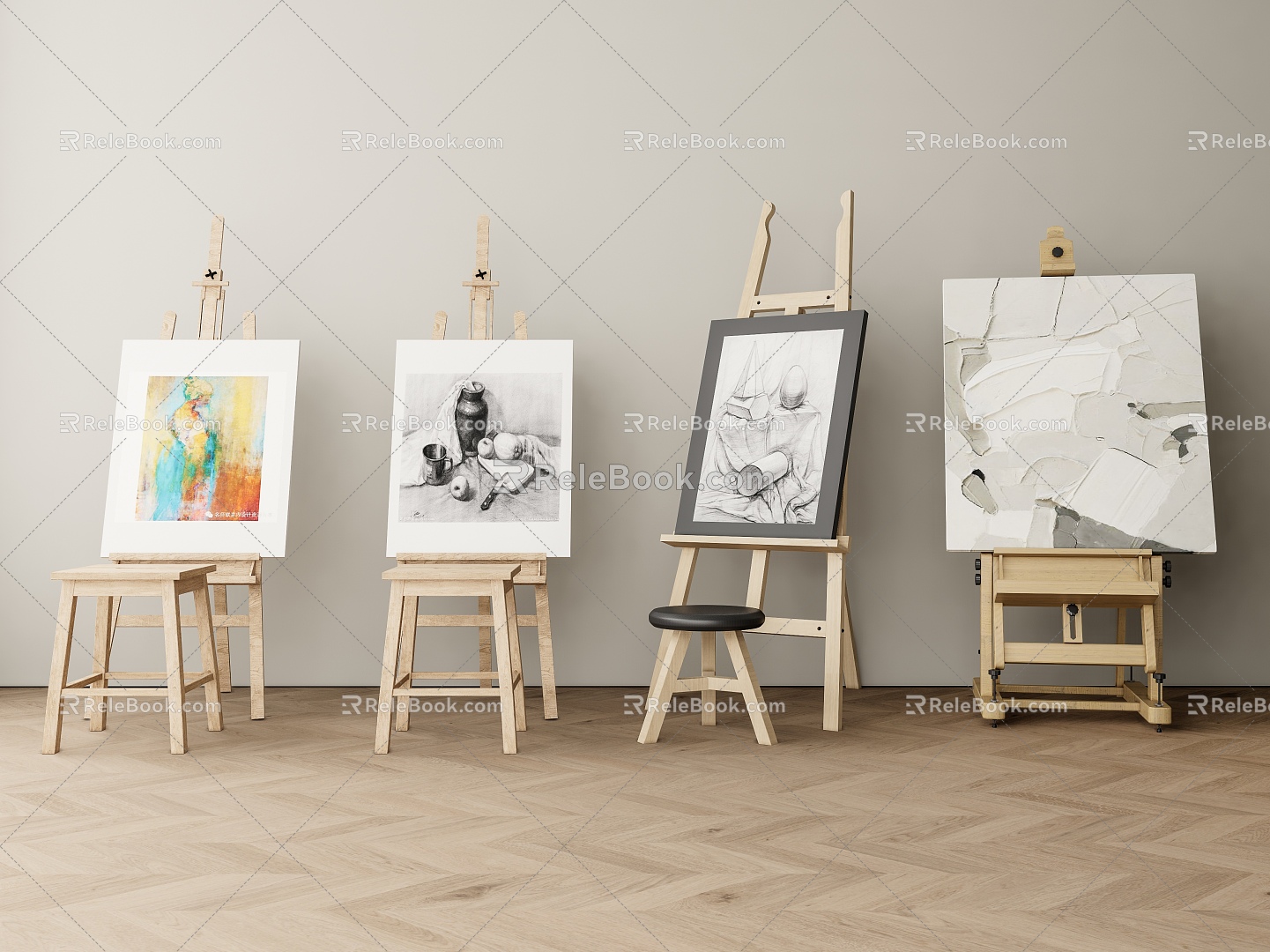 Modern easel art equipment 3d model