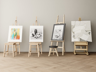 Modern easel art equipment 3d model