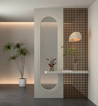 porch partition lattice glass partition 3d model