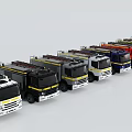 Colorful Utility Vehicles Lineup With Various Service Truck Hues