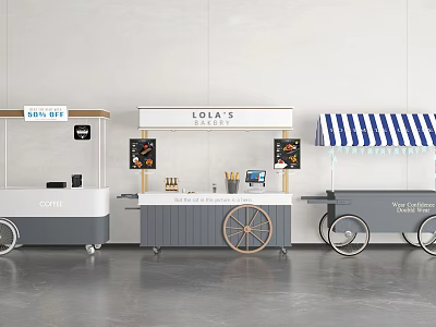 Mobile Public Vending Stalls With Various Designs And Awnings For Outdoor Use 3d model