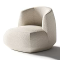 Modern Beige Upholstered Accent Chair With Curved Armrest And Unique Shape