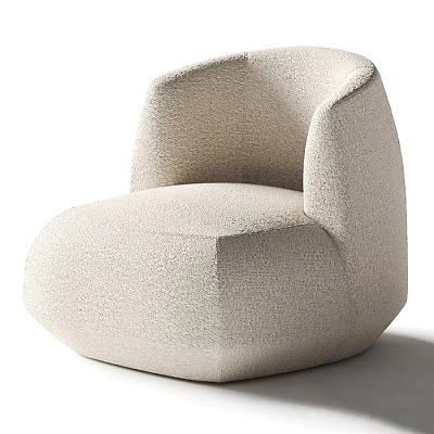 Modern Beige Upholstered Accent Chair With Curved Armrest And Unique Shape 3d model