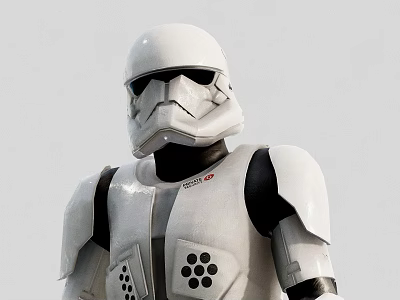 Inflatable Stormtrooper Themed Costume Figure Featuring White Armor Black Details And Chest Dots 3d model