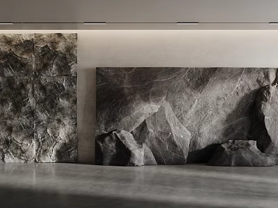 Modern Textured Stone Feature Walls In Minimalist Space 3d model