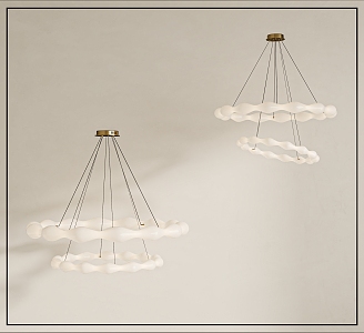 Cream wind chandelier combination 3d model