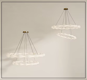Cream wind chandelier combination 3d model