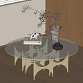 Modern Middle Ancient Style Coffee Table Glass Coffee Table 3d model