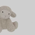 Soft Beige Plush Sheep Doll With Big Ears Black Eyes And Sitting Posture