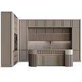 Modern Kitchen Interior With Marble Island Counter And Integrated Appliance Cabinets
