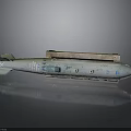 Military Submarine Weapon With Gray Body Blue Markings Detailed Surface And Support Base