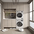 modern home balcony washing machine cabinet 3d model