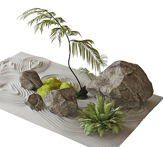 Staircase Indoor Landscape Scenery Sick rockery 3d model